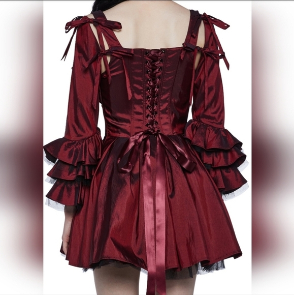 Dolls Kill Haunted Hue Mini Dress - Red- size xxs - Picture 6 of 6